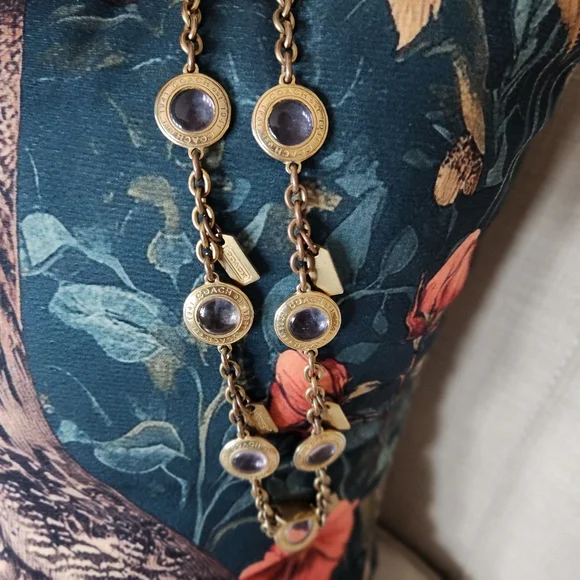 Vintage Rare Coach 1941 Pink Glass Snaphead Cabochon Necklace 🔥 - Picture 3 of 16